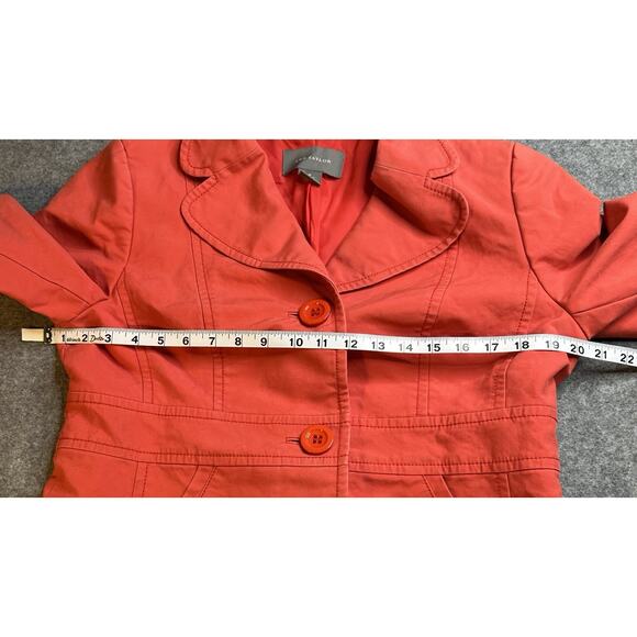 Women's ANN TAYLOR Coral Thigh Length Dress Style/Pea Coat Size M Spot On Sleeve - Picture 5 of 11